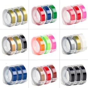 3Pcs 호환 Dymo 3D 라벨 테이프 Dymo Motex E101 E202 수동 타자기 12965 1610 라벨 메이커 용 9mm Dymo 3D 엠보싱 테이프