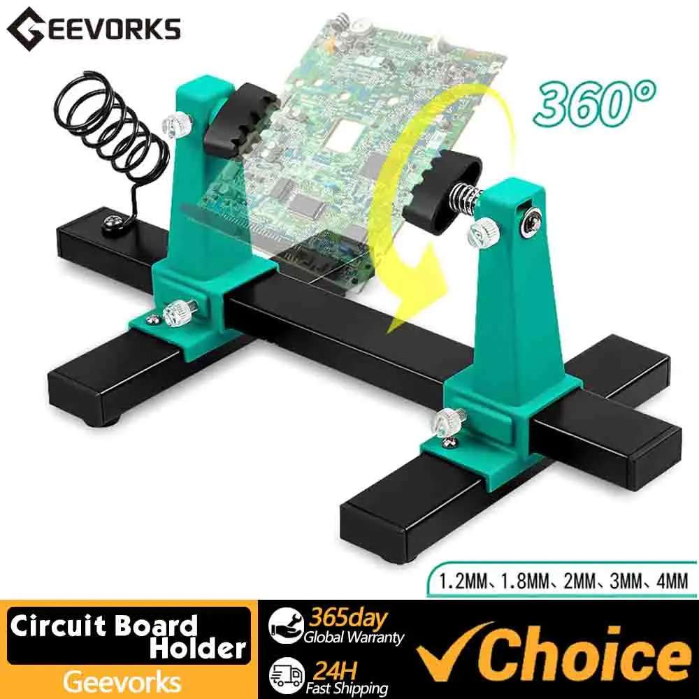 Geevorks 회로 기판 용접 수리 분해 고정장치 조절식 마더보드 거치대, 360 ° 회전 메인보드 클램프 거치대