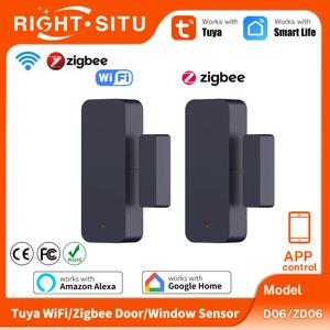 Tuya Zigbee 또는 Wifi 도어 센서 창문 센서 보안 도난 방지 자기 센서 알람 스마트 라이프 알렉사 구글 홈 연동