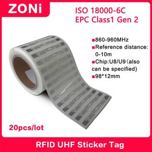 UHF RFID 습식 인레이 태그, UHF 스티커 라벨, Impinj M730 칩 전자 라벨, 915 MHz 하이 퀄리티, 18000-6C, 860-960MHz, 20PCs