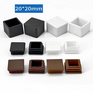 사각형 플라스틱 플러그 엔드 캡 가구 다리 튜브 삽입 플러그 고무 가구 발 패드 장식 바닥 보호대, 20x20mm