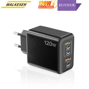 120W USB 충전기 멀티 포트 유형 C iPhone 16 15 용 고속 충전 전화 충전기 Samsung s24 Xiaomi 14 Huawei PD 벽 충전기