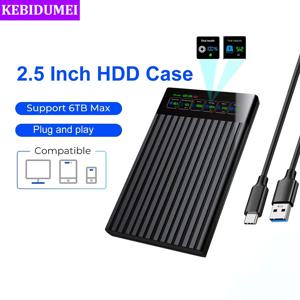 2.5인치 HDD 인클로저 SATA to USB3.1 외장형 하드 드라이브 케이스 LED 디스플레이 PC용 6Gbps HDD SSD 하드 드라이브 인클로저 보관 케이스