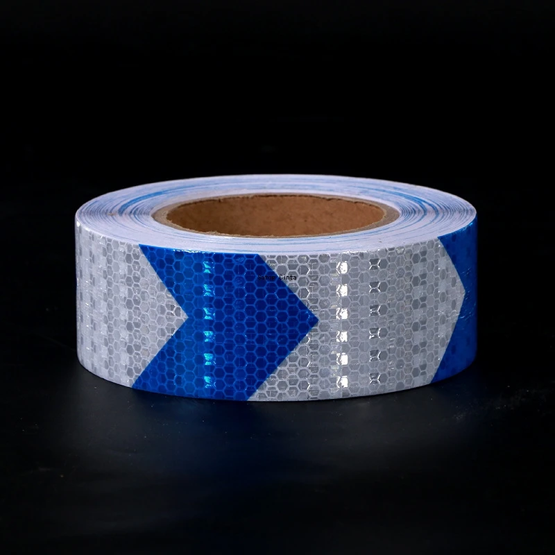 화살표 반사 스티커 파란색-흰색 2인치 * 16FT 안전 테이프 자체 접착 선명도 경고 스트립 트럭용 반사판 필름