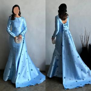 맞춤형 포멀 플리츠 플라워 인어 오넥 미디 드레스, 맞춤형 주문 드레스, 클래식 절묘한 모던 스타일, 목교 유니즈