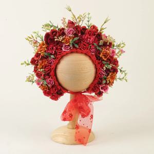 신생아 사진 촬영 액세서리 유아 꽃 보닛 사진 소품 아기 꽃 모자 사진 소품