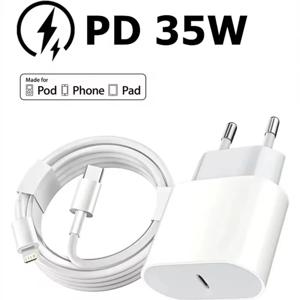 1m 2m 3m 35W USB-C PD 고속 충전 케이블, Apple iPhone 14 8Plus XS Max 11 12 13 Pro XR iPadAir 데이터 동기화 빠른 EU 충전기 라인
