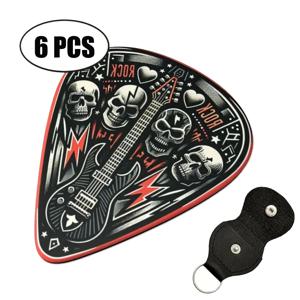 케이스 포함 오리지널 사운드 기타 피크 6개 세트 - 어쿠스틱 일렉트릭 베이스용 두께 3개(0.46/0.71/1.00mm), 양면 아트