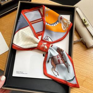 여성용 스트라이프 프린트 실크 스카프, 럭셔리 용수철 여름 귀 스카프, 손목 수건, 한국 스타일 타이 백 밴드, 숙녀 넥 스카프, 2023