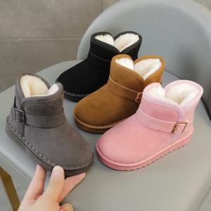 소년 열 부츠 어린이 다목적 캐주얼 버클 미끄럼 방지 어린이 패션 간단한 미끄럼 방지 소녀 스노우 부츠 코튼 겨울 가을