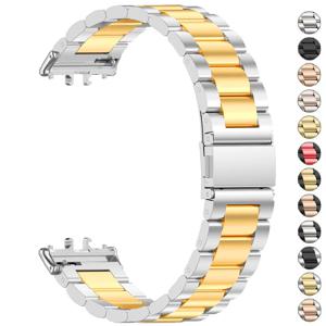 삼성 갤럭시 핏 3 용 스테인리스 스틸 스트랩, 금속 팔찌, 럭셔리 비즈니스 밴드, SM-R390 액세서리