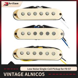 PHRILAM 3pcs 프로 플랫 폴 Alnico5 싱글 코일 넥/50mm 중간/50mm 브리지/52mm 픽업 세트 ST 일렉트릭 기타, 크림