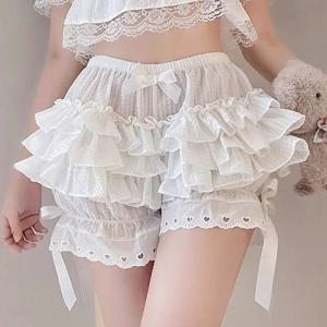 여름 여성 반바지 스포츠 비치 짧은 패션 붕대 프릴 레이스 보우 바지 느슨한 캐주얼 반바지 스커트 스커트