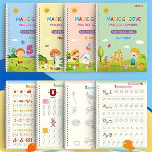재사용 가능한 매직 카피 북 어린이를위한 그리기 장난감 몬테소리 펜 제어 훈련 쓰기 스티커 학습 교육 장난감 키즈