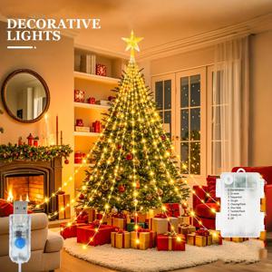 LED 크리스마스 스타 폭포 조명, USB 전원, 8가지 조명 모드, 정원 파티 크리스마스 장식용