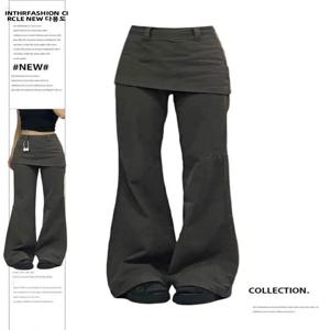 레트로 하이웨이스트 와이드 레그 진 여성용 가을 신상 플러스 사이즈 워크웨어 스트레이트 컷 데님 팬츠 투피스 스타일