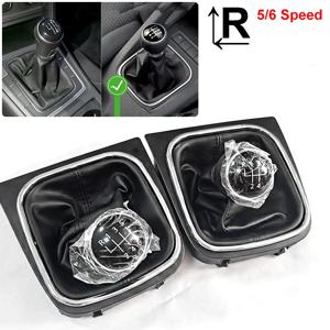 폭스 바겐 폭스 바겐 골프 5 V 6 VI MK5 MK6 Jetta 2005-2014 Car Stying 용 가죽 부츠 칼라 케이스가있는 5/6 스피드 기어 시프트 노브