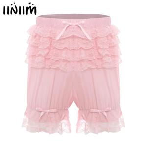Womens Frilly Bloomers 귀여운 Pettipants Sweet Shorts 쉬어 레이스 팬티 팬티 계층화 된 프릴 보우 속옷 Y2K 로리타 의상