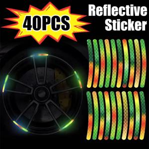 40/20PCS 안전 경고 반사 스티커 다채로운 자동차 바퀴 허브 반사판 자동차 스타일링 자동차 액세서리에 대 한 밤 운전 Decors