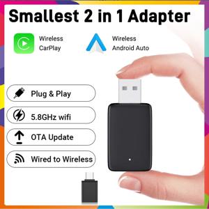 2-in-1 무선 및 유선 CarPlay 어댑터 플러그 앤 플레이 Apple CarPlay Box Android 자동 화면 빠른 연결 Wifi BT 연결 OTA 업그레이드