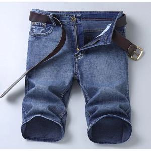 2025 새로운 블루 패션 디자인 남성 청바지 슬림 피트 스트레이트 남성 짧은 청바지 여름 반바지 청바지 남성 청바지 스트레치