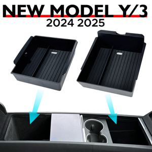 Tesla New Model Y Juniper Launch 2025 모델 3 하이랜드 2024 콘솔 팔걸이 보관함 주최자 Flocking ABS