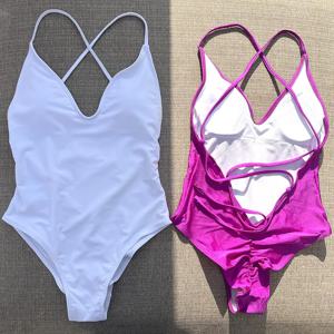 섹시한 패딩 원피스 수영복 여성 수영복 솔리드 수영복 Monokini 수영복 여름 Beachwear maillot de bain femme