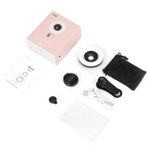 15X 매크로 렌즈 휴대 전화 2 in 1 HD 카메라 렌즈(LED 링 플래시 라이트 포함) 스마트폰 셀카 라이브 램프 필 라이트