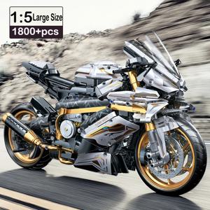 1:5 M1000RR 오토바이 빌딩 블록 세트 레이싱 모델 키트 레고 기술 벽돌과 호환 어린이 성인 조립 장난감 선물