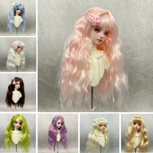 1/6 BJD 인형 가발 긴 물결 긴 곱슬 합성 가발 여자 DIY 메이크업 액세서리 BJD 인형 헤어 번들 우아한 패션