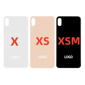 iPhone X/XS/XSMAX 용 뒷면 커버 뒷면 유리 패널 배터리 커버 큰 구멍 후면 도어 하우징 케이스 교체 부품 (3M 테이프 포함)