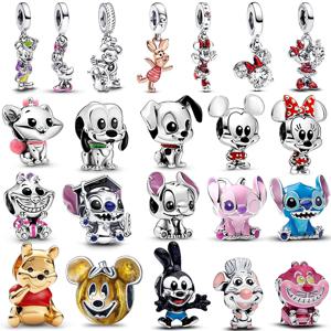 새로운 디즈니 참 925 실버 미키 미니 위니 스티치 펜던트 참 비즈 오리지널 팔찌 DIY 생일 주얼리 선물