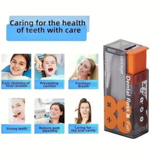 휴대용 치실 디스펜서에는 10Pcs 치실 자동 꺼낼 수있는 치실 주최자 구강 관리 프레스 온 일회용 치실 스틱이 포함되어 있습니다.