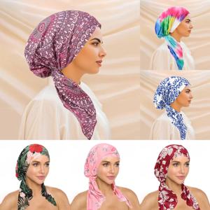 새로운 여성 머리 스카프 Hijab Chemo 모자 Turban Pre-Tied Headwear Bandana 암 탈모 Headscarf 헤드 랩 스트레치 모자 Hijabs