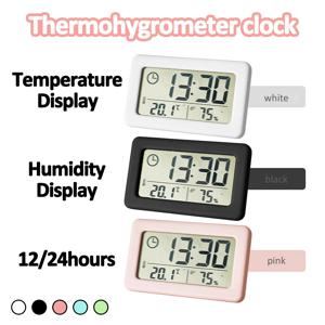온도 및 습도 디스플레이가있는 미니 디지털 알람 시계 주방 사무실 홈 장식을위한 초박형 책상 시계 테이블 시계