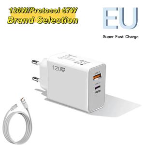 120W 타입 C USB 휴대폰 충전기 고속 충전 데이터 케이블 아이폰 샤오미 화웨이 삼성용 벽면 충전기
