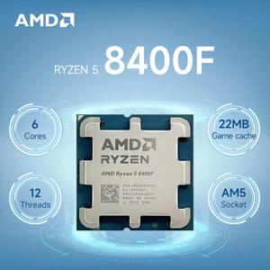 AMD 라이젠 5 8400F 새 CPU 4.7GHz 6코어 12스레드 R5 8400F L3=16M 4NM 소켓 AM5 DDR5 프로세서 65W (쿨러 없음)