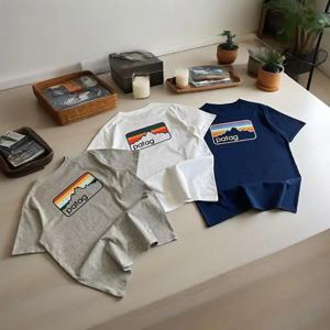 Pat 반팔 남성 여름 새 컬러 스트라이프 마운틴 퓨어 코튼 캐주얼 반팔 커플 티셔츠