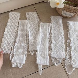 레이스 헤어 밴드 다목적 보헤미안 헤어 Scrunchie 스카프 리본 여성용 달콤한 꽃 리본 허리 벨트 Boho Chic Decor Necktie