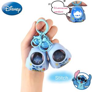 디즈니 스티치 인형 모델 빛나는 키 체인 카와이 소녀 하트 분위기 라이트 펜던트 학생 학교 가방 액세서리 장난감 선물