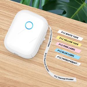 잉크리스 라벨 프린터 P12 무선 블루투스 감열 라벨 메이커 D30 D11 110 D101 라벨 기계 또는 1PK P12 라벨 테이프와 유사