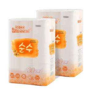 (1+1)천연순수20Mx30롤x2팩 천연펄프 두루마리 휴지 화장지 국내제조생산