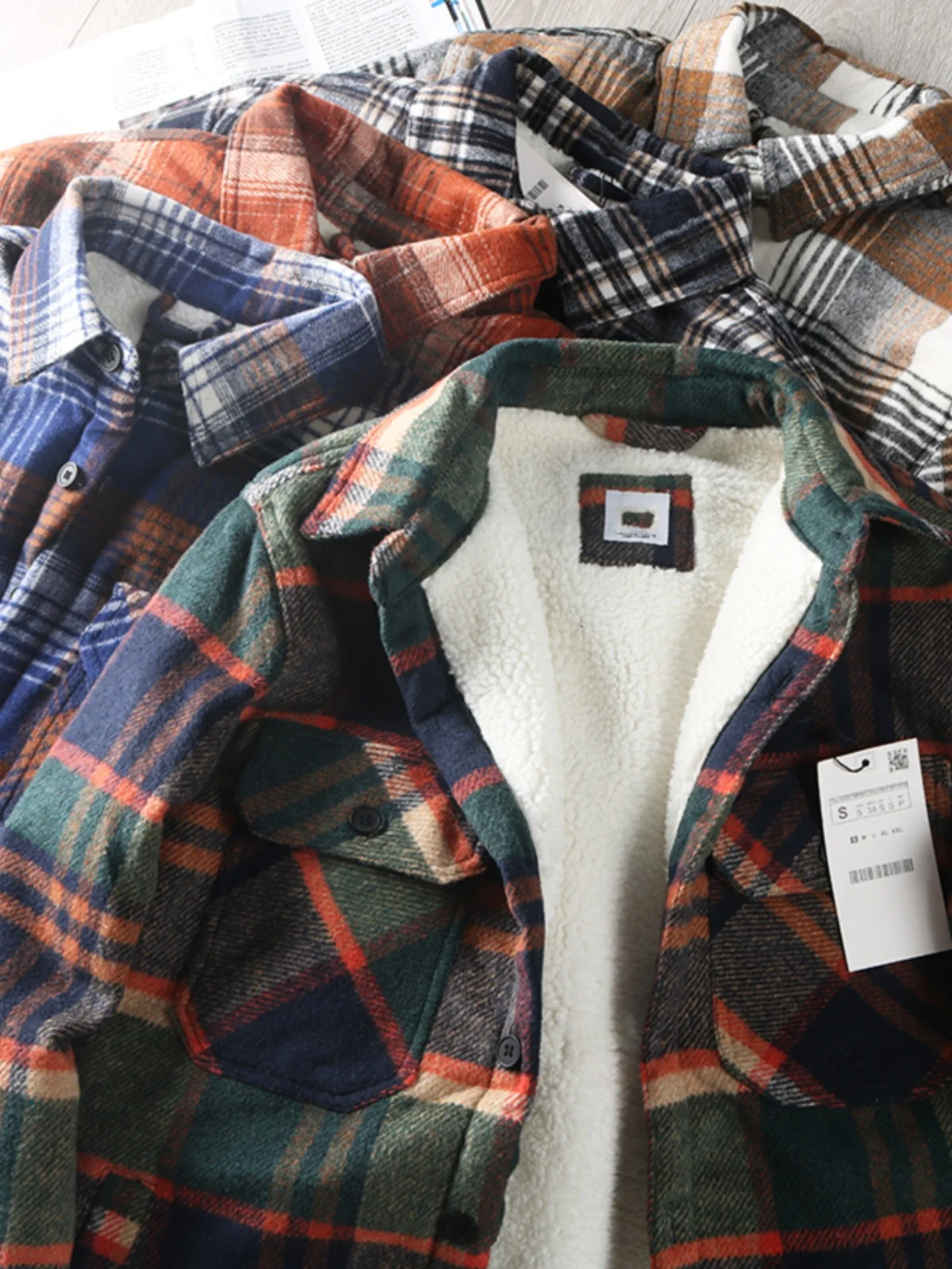 남성용 플리스 안감 두꺼운 플란넬 양털 벨벳 재킷 가을 겨울 턴다운 칼라 면 의류 캐주얼 패션 아우터웨어