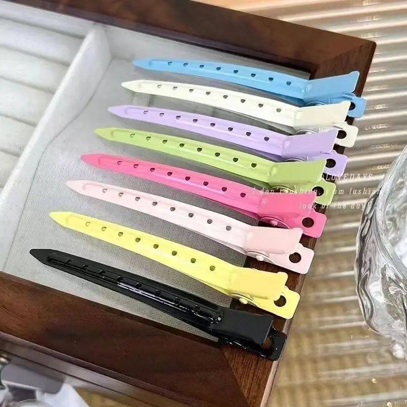 10개/세트 메탈 덕빌 클립 곱슬머리 핀 헤어 스타일링 클립 클램프 헤어컷 헤어클립 도구 풍성한 머리 뿌리 바레트