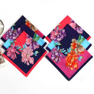 여성용 순면 프린트 손수건 3팩, 구식 얇은 흡수성 및 땀 닦는 면 프린트 손수건, 결혼식 시즌 신부 기념품