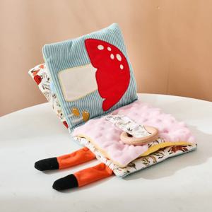 아기 장난감 헝겊 책 조기 교육 아기 장난감 감각 책 아기 부드러운 책 장난감 거울과 푹신한 만화 코끼리 책