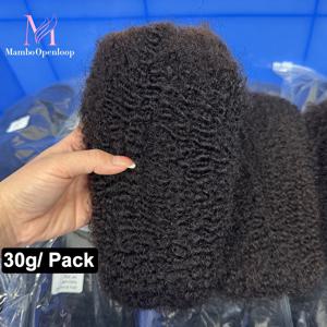 브라질산 천연 아프로 곱슬머리 벌크 인모 레미 헤어 번들 30g/팩 (무접착) QVR 4C 아프로 곱슬머리 10-18인치