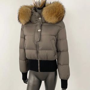 OFTBUY 리얼 퍼 재킷 여성 후드 화이트 덕다운 코트 두꺼운 따뜻한 캐주얼 겨울 코트 천연 리얼 라쿤 폭스 퍼 칼라