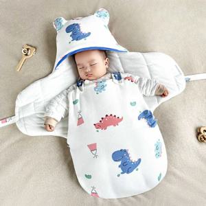 가을 겨울 아기 담요 귀여운 만화 코튼 신생아 싸는 천 조절 가능한 유아 수면 싸는 천 모든 계절 0-6개월