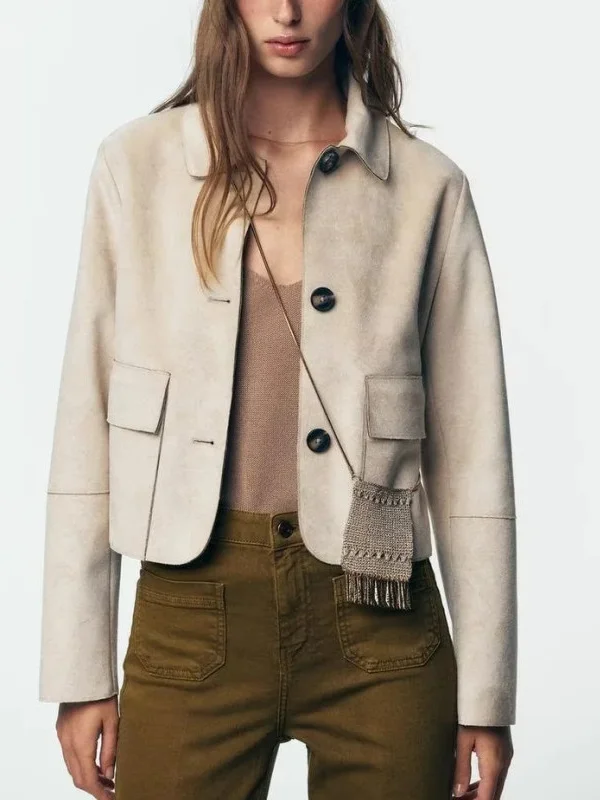 패셔너블한 숏 퀼팅 재킷 여성용 가을 신상품 안티퍼 가죽 질감 효과 아우터웨어 스타일리시 출퇴근 스타일